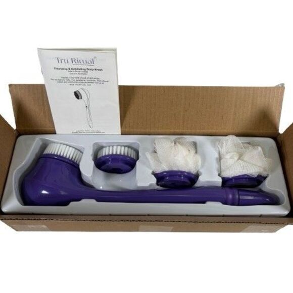 NEW Tru Ritual Cleansing & Exfoliating Battery Powered Body Brush w/ Accessories - Picture 2 of 5